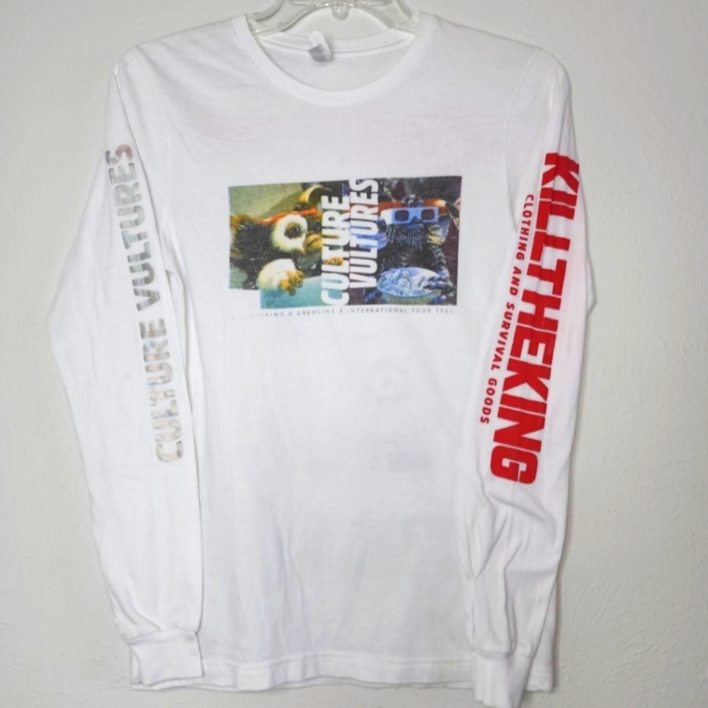 Gremlins Culture Vulture long sleeved white racing tee unisex small‎